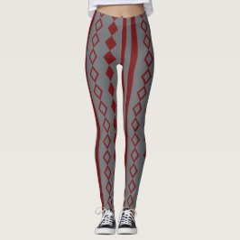 Muster Rot und Grau Harlequin und Streifen Leggings