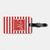 Muster Rot und Weiß - Monogramm Gepäckanhänger (Rückseite horizontal)