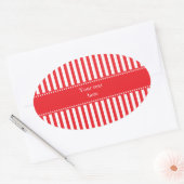 Muster Rot und Weiß Ovaler Aufkleber (Umschlag)