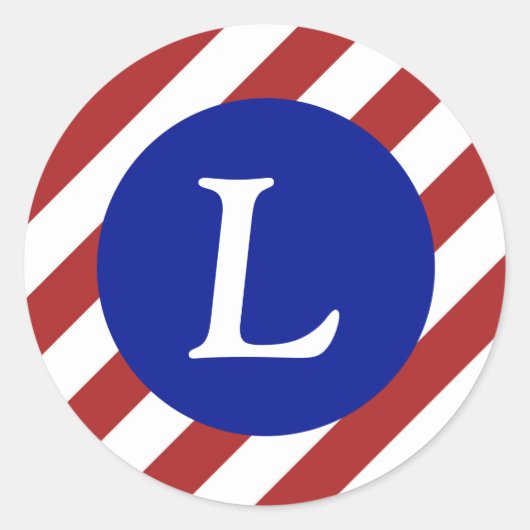 Muster Rot und Weiß Streifen + Royal Blue Circle Runder Aufkleber (Vorderseite)