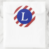 Muster Rot und Weiß Streifen + Royal Blue Circle Runder Aufkleber (Tasche)