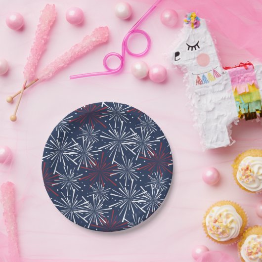 Muster Rot, Weiß und Blau Pappteller (Party)