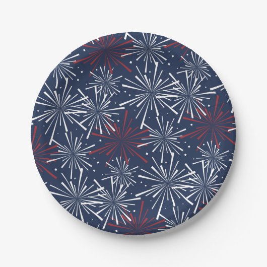 Muster Rot, Weiß und Blau Pappteller (Vorderseite)