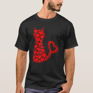 Muster Rote Herzen Katzenliebhaber Valentinstag T-Shirt