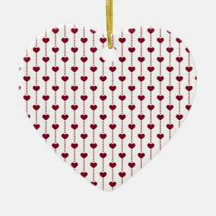 Muster/rote Herzen Keramik Ornament