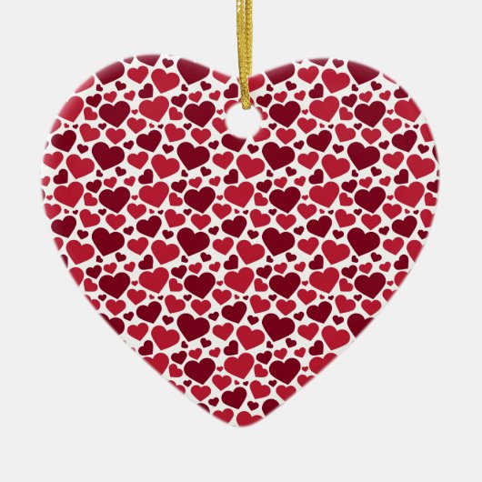 Muster/rote Herzen Keramik Ornament (Vorne)