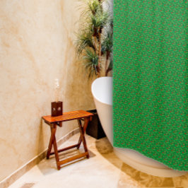 Muster rote Wildblume, grüner Duschvorhang