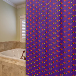 Muster rote Wildblume lila Duschvorhang