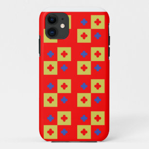 Muster roter blauer Kreuze auf rotem Hintergrund Case-Mate iPhone Hülle