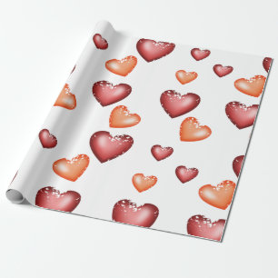 Muster roter Orange Herz für Valentinstag oder W Geschenkpapier