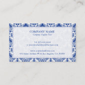 Muster Royal Blue and White Vintag Damask Visitenkarte (Rückseite)