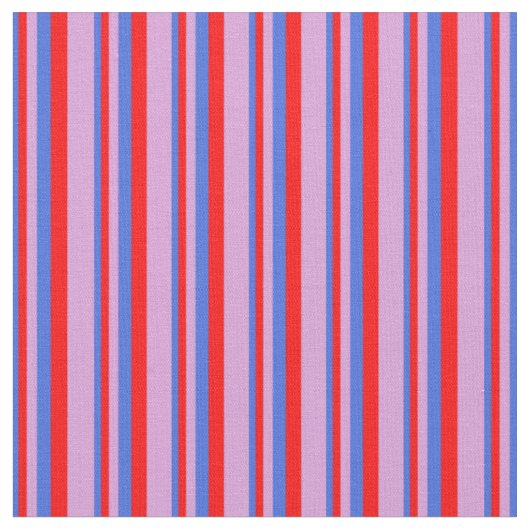 Muster Royal Blue, Red und Pflaumenfarbene Streife Stoff (Nahaufnahme)