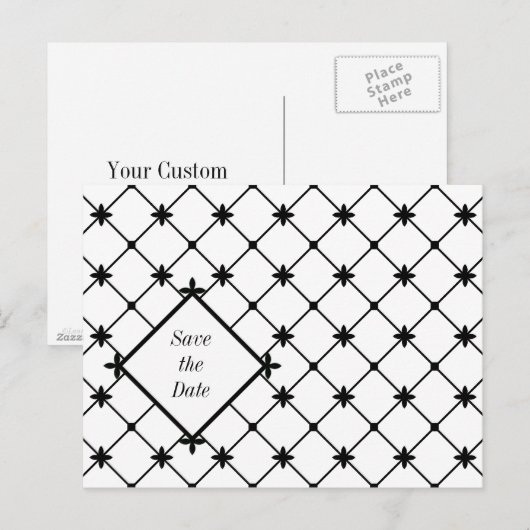 Muster Save the Date Schwarz-weiße Postkarten über (Vorne/Hinten)