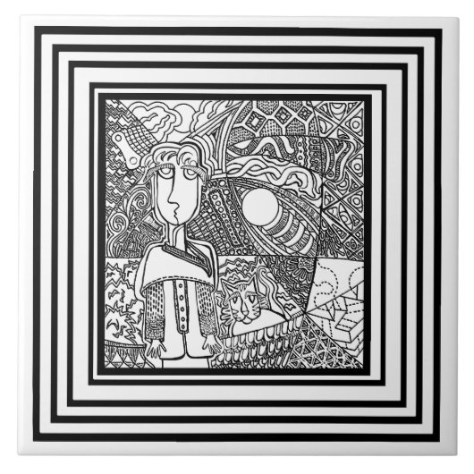 Muster schwarz-weiß fliese (Vorderseite)