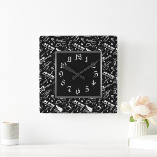 Muster Schwarz/Weiß Quadratische Wanduhr (Zuhause)