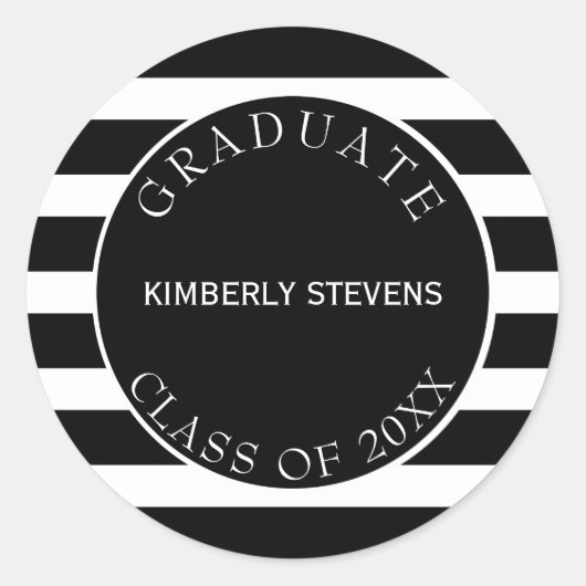 Muster Schwarz-Weiß-Streifen - Graduierung Runder Aufkleber (Vorderseite)