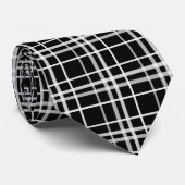 Muster Schwarz-weißer geprüfter Linien Krawatte (Gerollt)