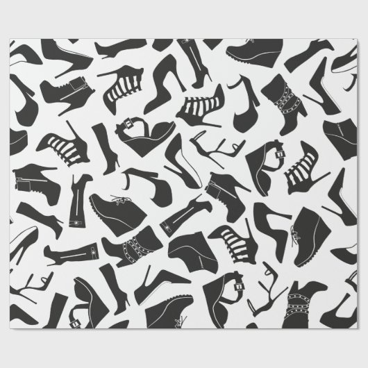 Muster schwarze Frauenschuhe Geschenkpapier (Flach)