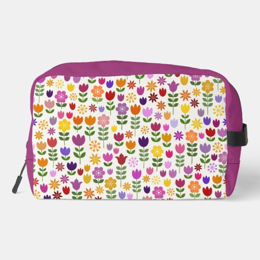 Muster skandinavischer Blume Waschbeutel (Rückseite)