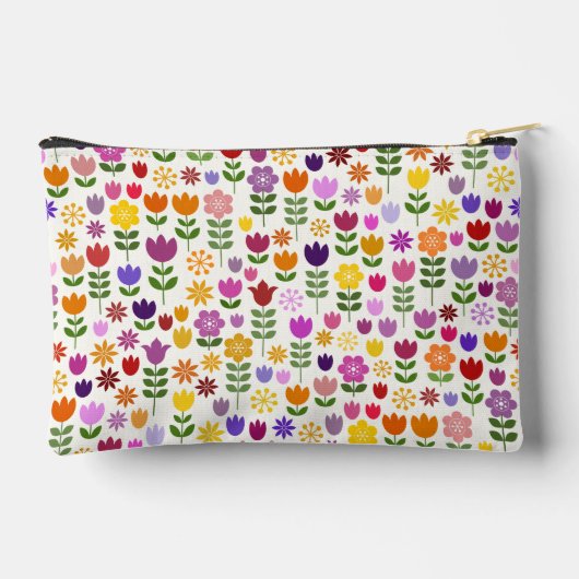 Muster skandinavischer Blume Zubehörtasche (Rückseite)