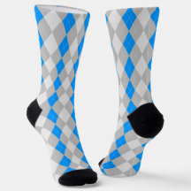 Muster-Socken für AQUA-BLAU- und GRAUE-Raute