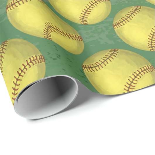 Muster Softball Geschenkpapier (Rolleneckpunkt)