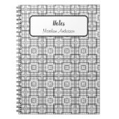 Muster-Spiral für schwarze und weiße geometrische Notizblock (Vorderseite)