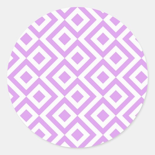 Muster-Sticker für Lavendel und White Meander Runder Aufkleber (Vorderseite)