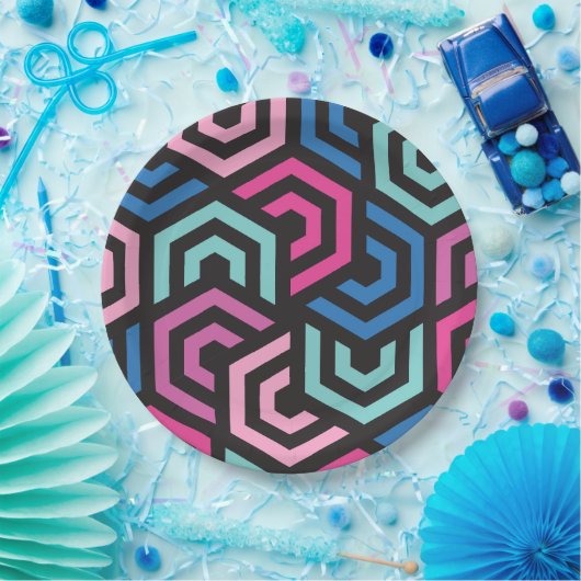 Muster Stilvoll modern - Mode geometrisch farbig Pappteller (Party)