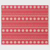 Muster Streifen Red & White Schneeflocken Weihnach Geschenkpapier (Flach)