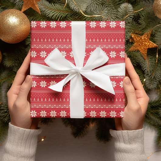 Muster Streifen Red & White Schneeflocken Weihnach Geschenkpapier