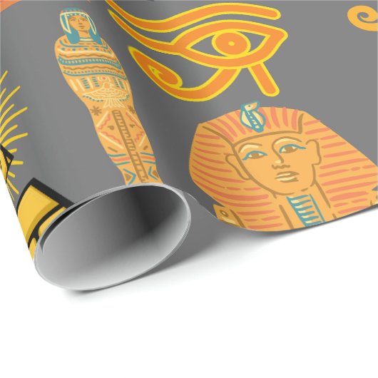 Muster Symbol antiker ägyptischer Hieroglyphus Geschenkpapier (Rolleneckpunkt)