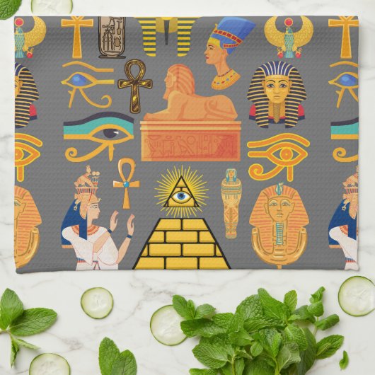 Muster Symbol antiker ägyptischer Hieroglyphus Geschirrtuch (Gefaltet)