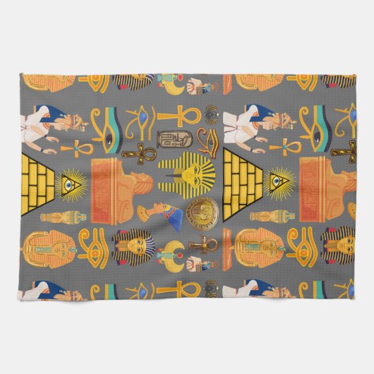 Muster Symbol antiker ägyptischer Hieroglyphus Geschirrtuch (Horizontal)