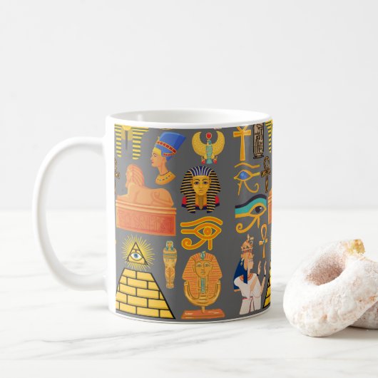 Muster Symbol antiker ägyptischer Hieroglyphus Kaffeetasse (Mit Donut)