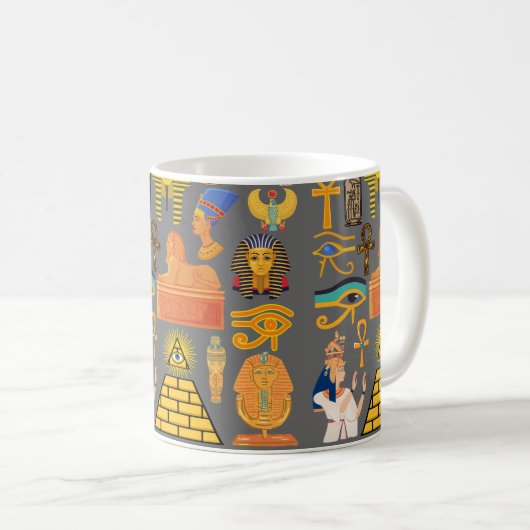 Muster Symbol antiker ägyptischer Hieroglyphus Kaffeetasse (VorderseiteRechts)