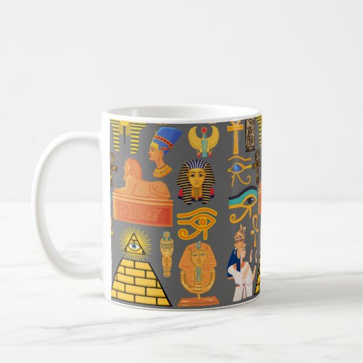 Muster Symbol antiker ägyptischer Hieroglyphus Kaffeetasse (Links)