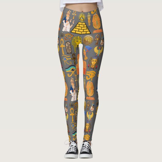 Muster Symbol antiker ägyptischer Hieroglyphus Leggings (Vorderseite)