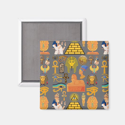 Muster Symbol antiker ägyptischer Hieroglyphus Magnet (Vorderseite/Rückseite)