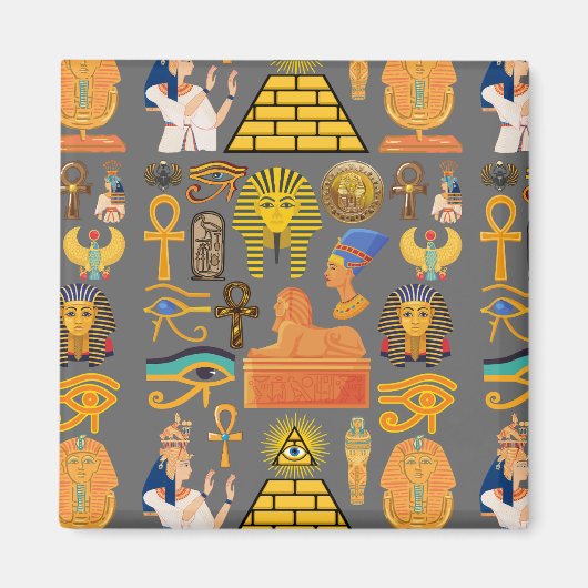 Muster Symbol antiker ägyptischer Hieroglyphus Magnet (Vorne)