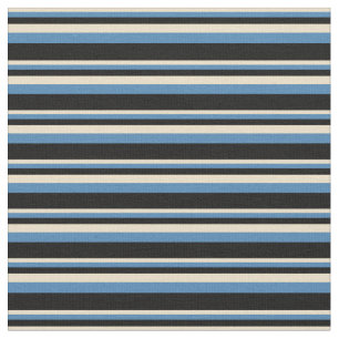 Muster Tan, Blau und Schwarze Linien Stoff