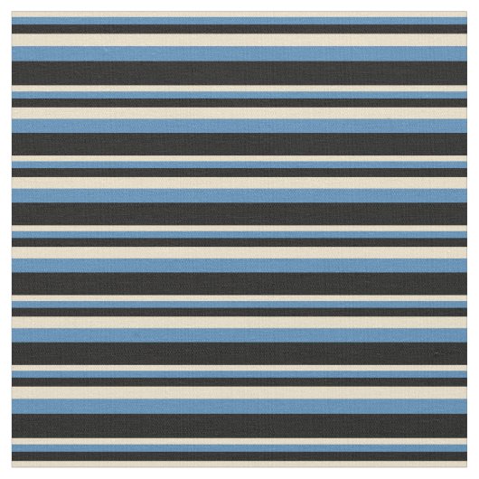 Muster Tan, Blau und Schwarze Linien Stoff (Nahaufnahme)