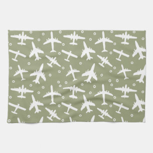 Muster Taupe und White Aviation Geschirrtuch