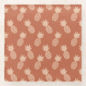 Muster Terracotta & Peach Tropical Pineapse Glasuntersetzer (Vorderseite)