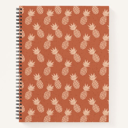 Muster Terracotta & Peach Tropical Pineapse Notizblock (Vorderseite)