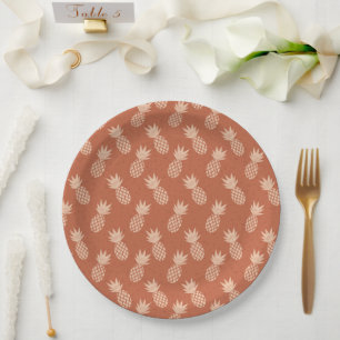 Muster Terracotta & Peach Tropical Pineapse Pappteller