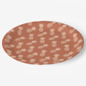Muster Terracotta & Peach Tropical Pineapse Pappteller (Schrägansicht)