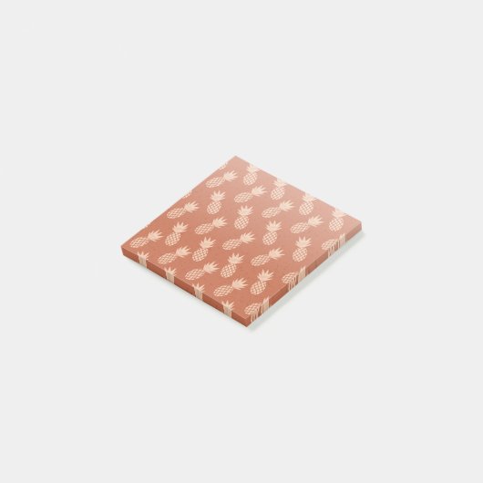 Muster Terracotta & Peach Tropical Pineapse Post-it Klebezettel (angewinkelt)