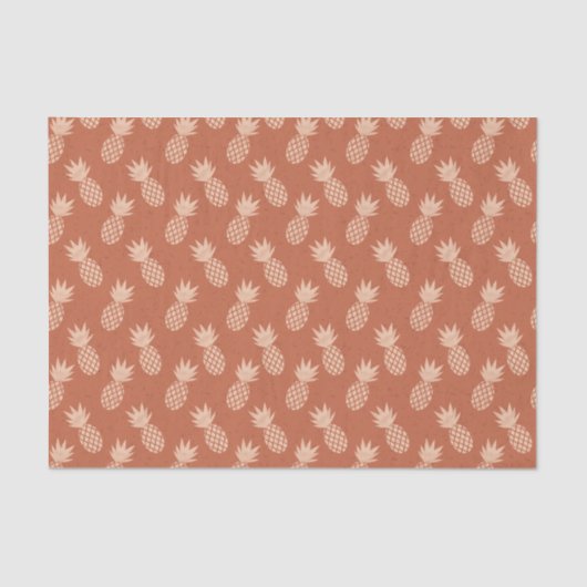 Muster Terracotta & Peach Tropical Pineapse Seidenpapier (Vorderseite)