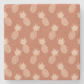 Muster Terracotta & Peach Tropical Pineapse Steinuntersetzer (Vorderseite)